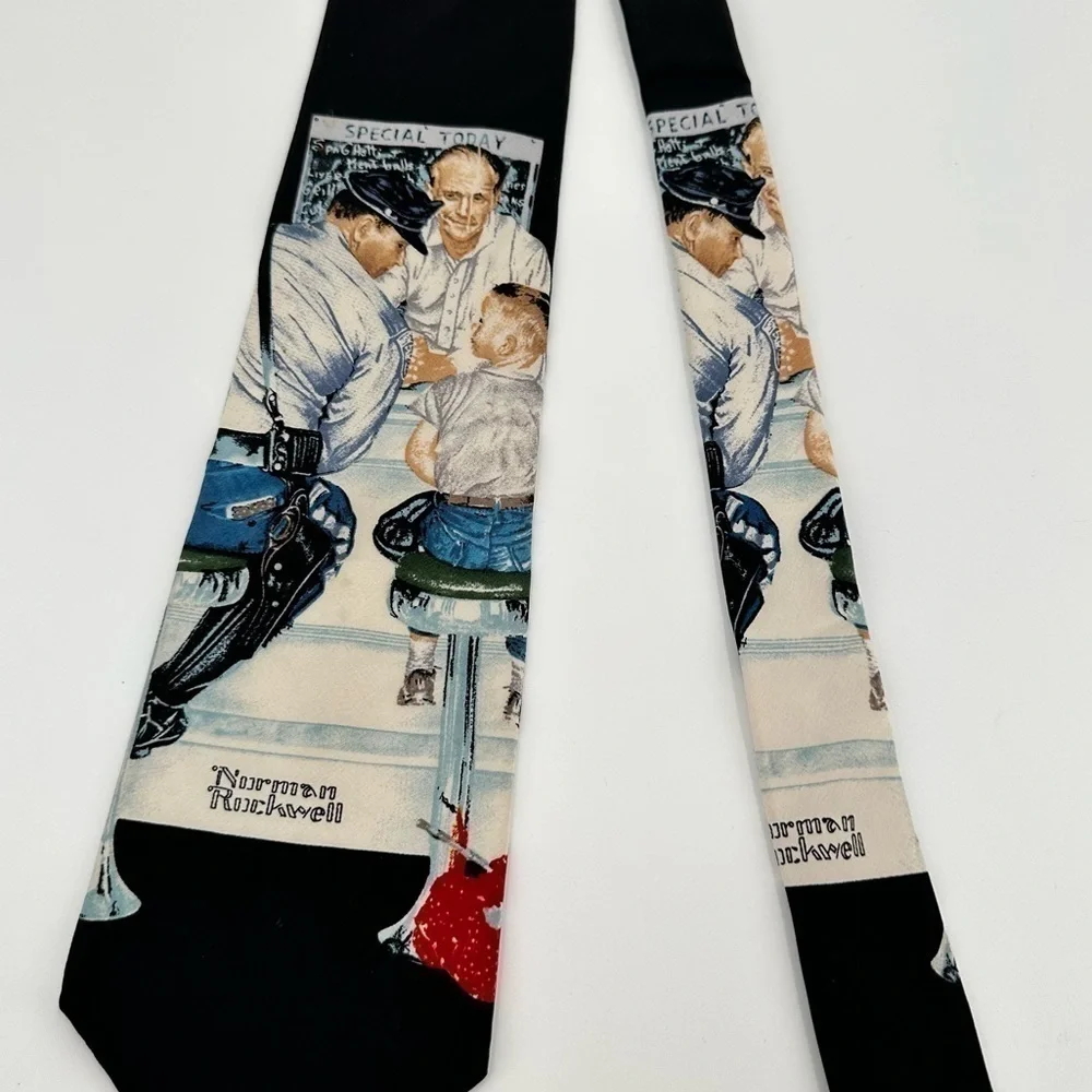 NORMAN Rockwell 1993 The Saturday Evening Post Black 100% Silk Men’s Tie